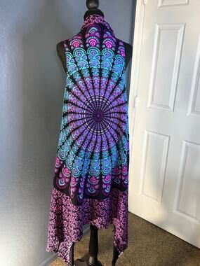 Women’s Bohemian Open Front Coverup with Fringe ONESIZE